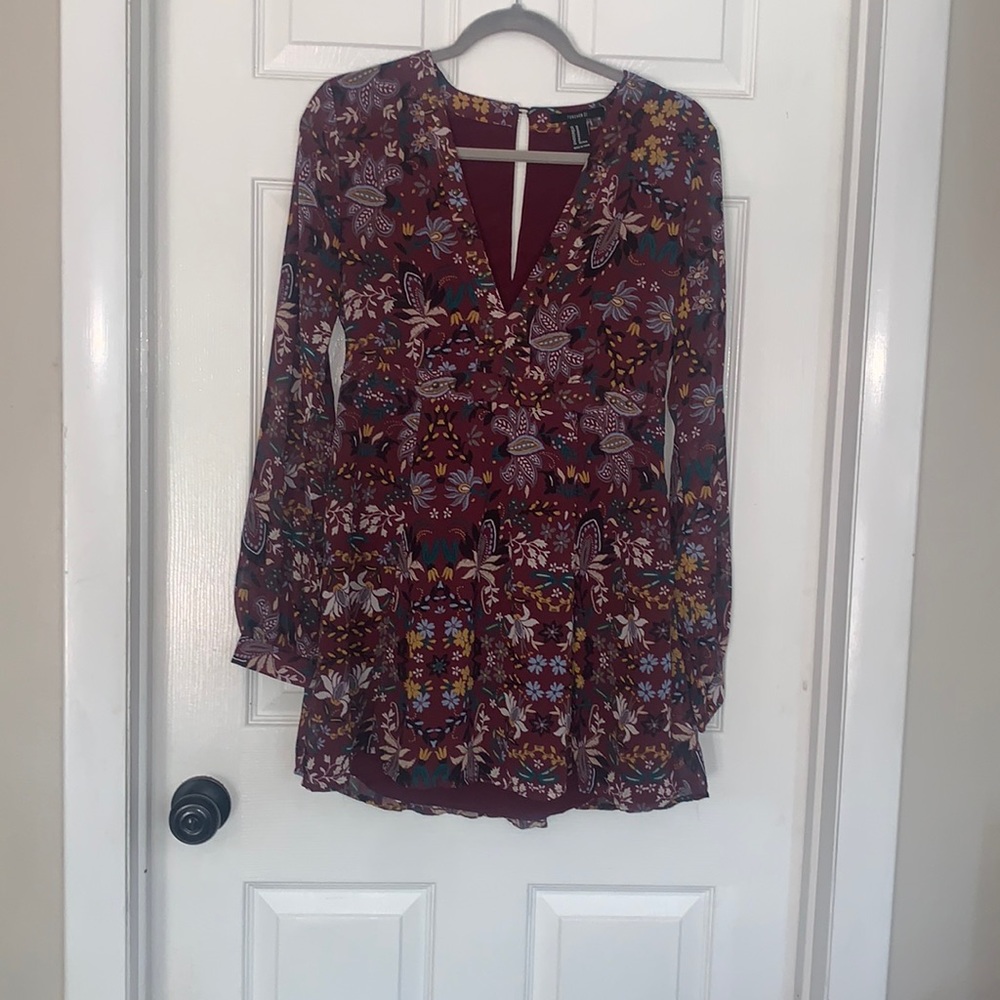 Floral long sleeve mini dress